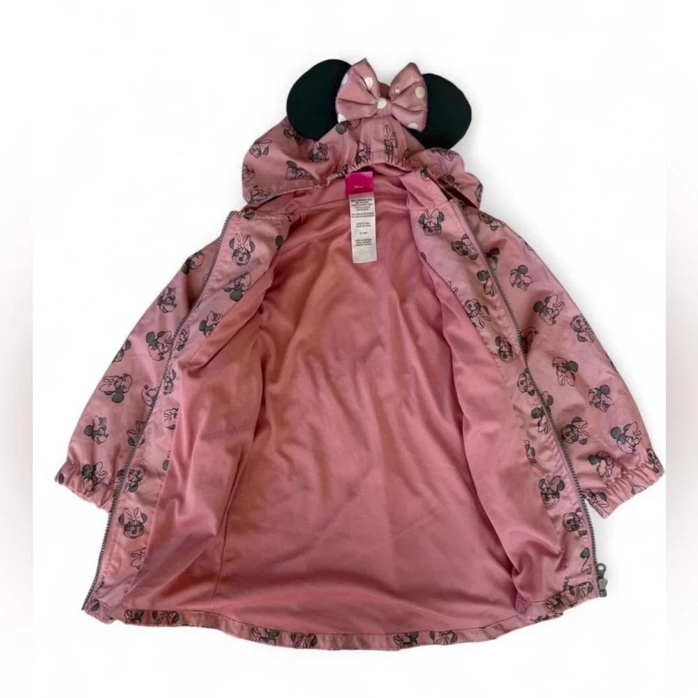 Toddler Girls Disney Minnie Mouse Light Rain Jacket with Hood and Ears Size 4T - Picture 4 of 7